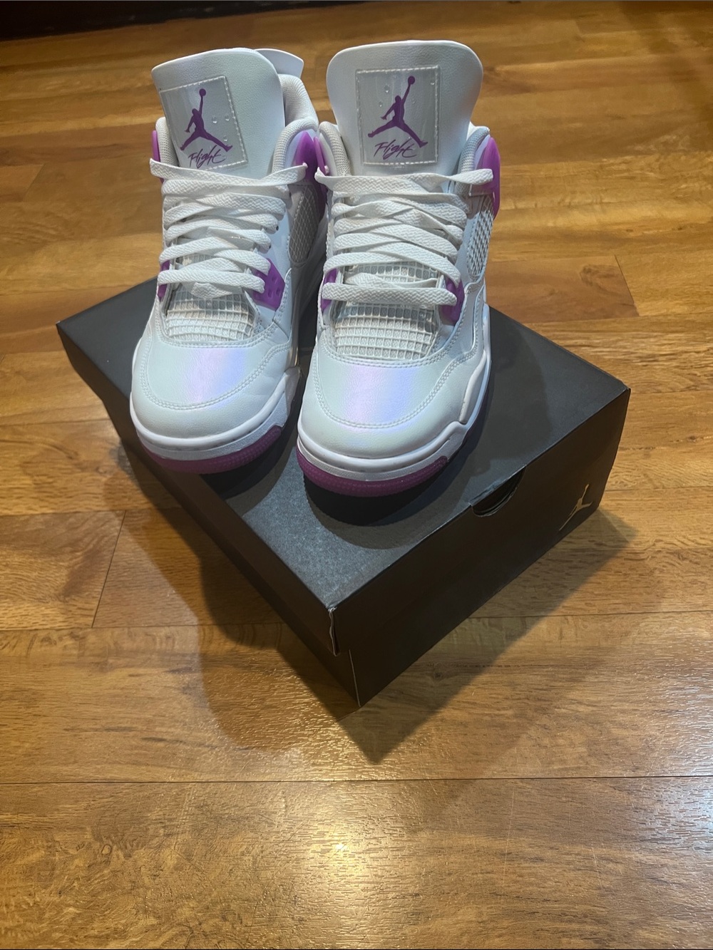 Jordan White and Purple High-Top Sneakers